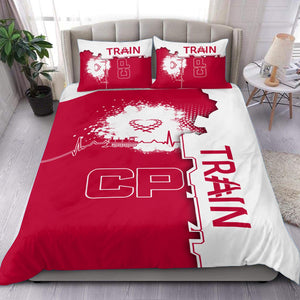 Railspirit Canadian Pacific Railroad Bedding Set Engine Heartbeat and Track Love Style Bedding Set Gift Idea For Train Lovers