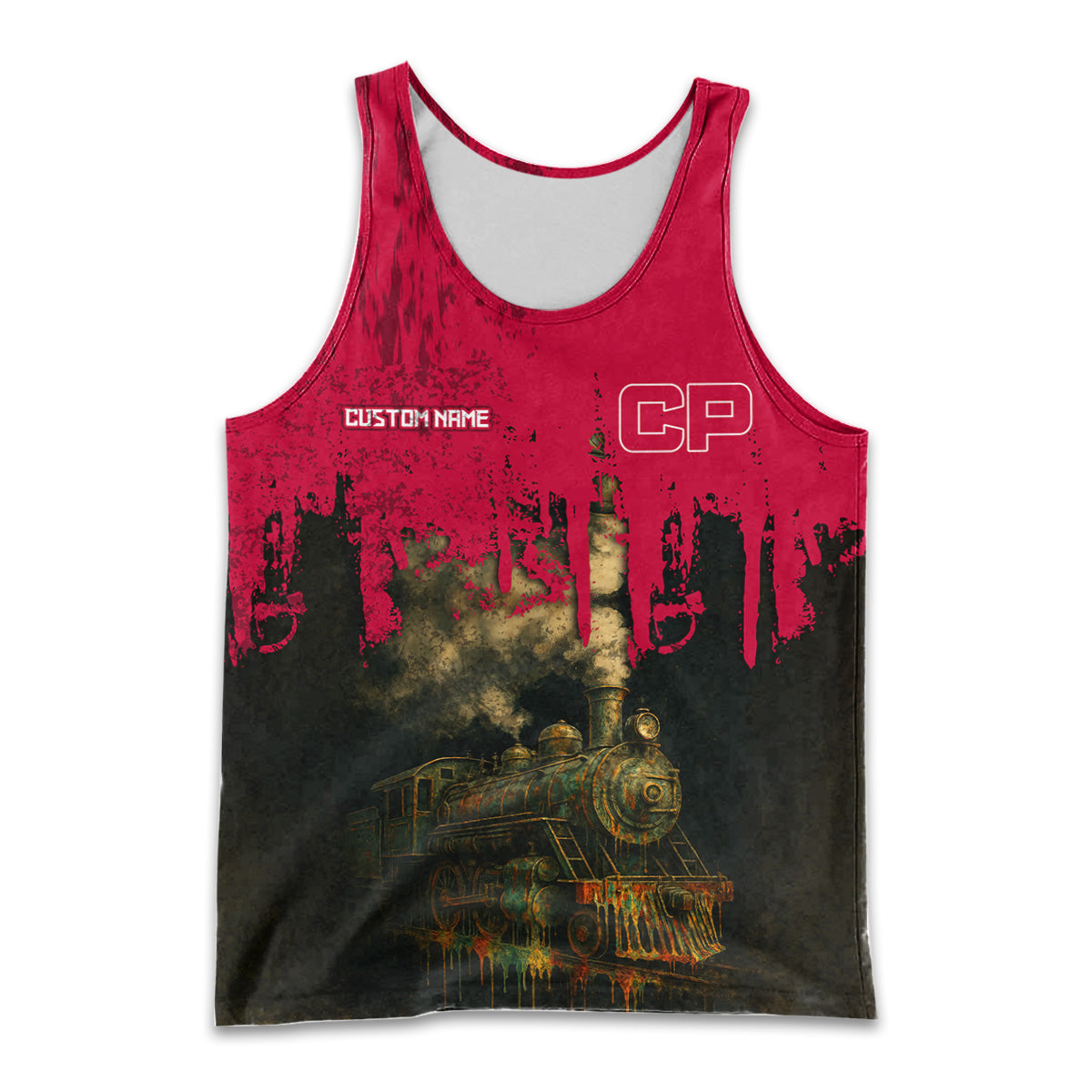 Railspirit Personalized Canadian Pacific Railroad Men Tank Top Vintage Train Art Style Shirt For Locomotive Fans