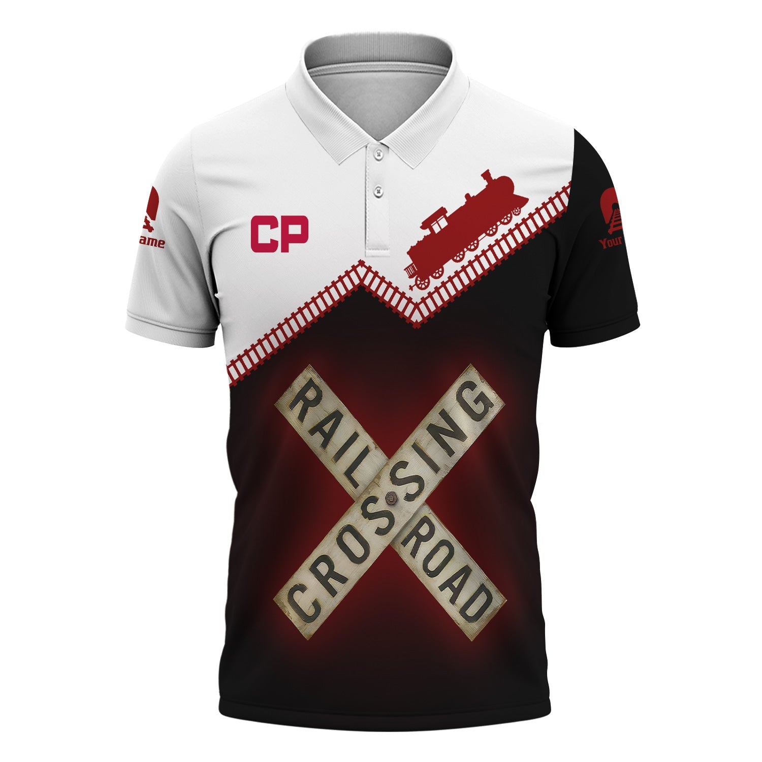 Railspirit Personalized Canadian Pacific Railroad Polo Shirt Railroad Crossing Printed Train Track Shirt
