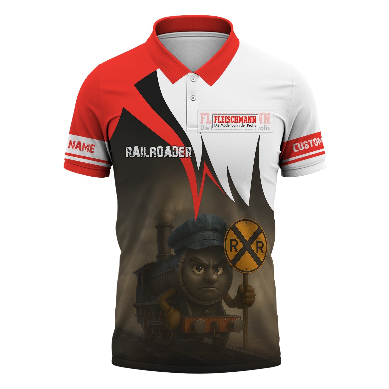 Railspirit Personalized Fleischmann And Western Railroad Polo Shirt Angry Train Polo Shirt Gift Idea For Train Lover