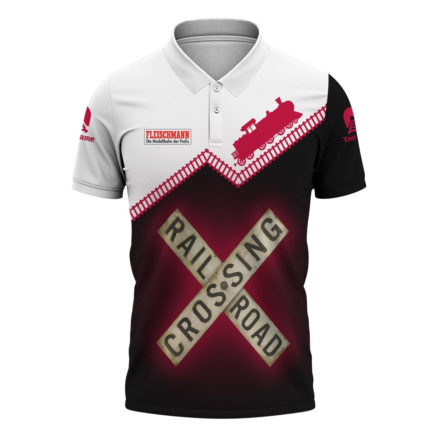 Railspirit Personalized Fleischmann And Western Railroad Polo Shirt Railroad Crossing Printed Train Track Shirt