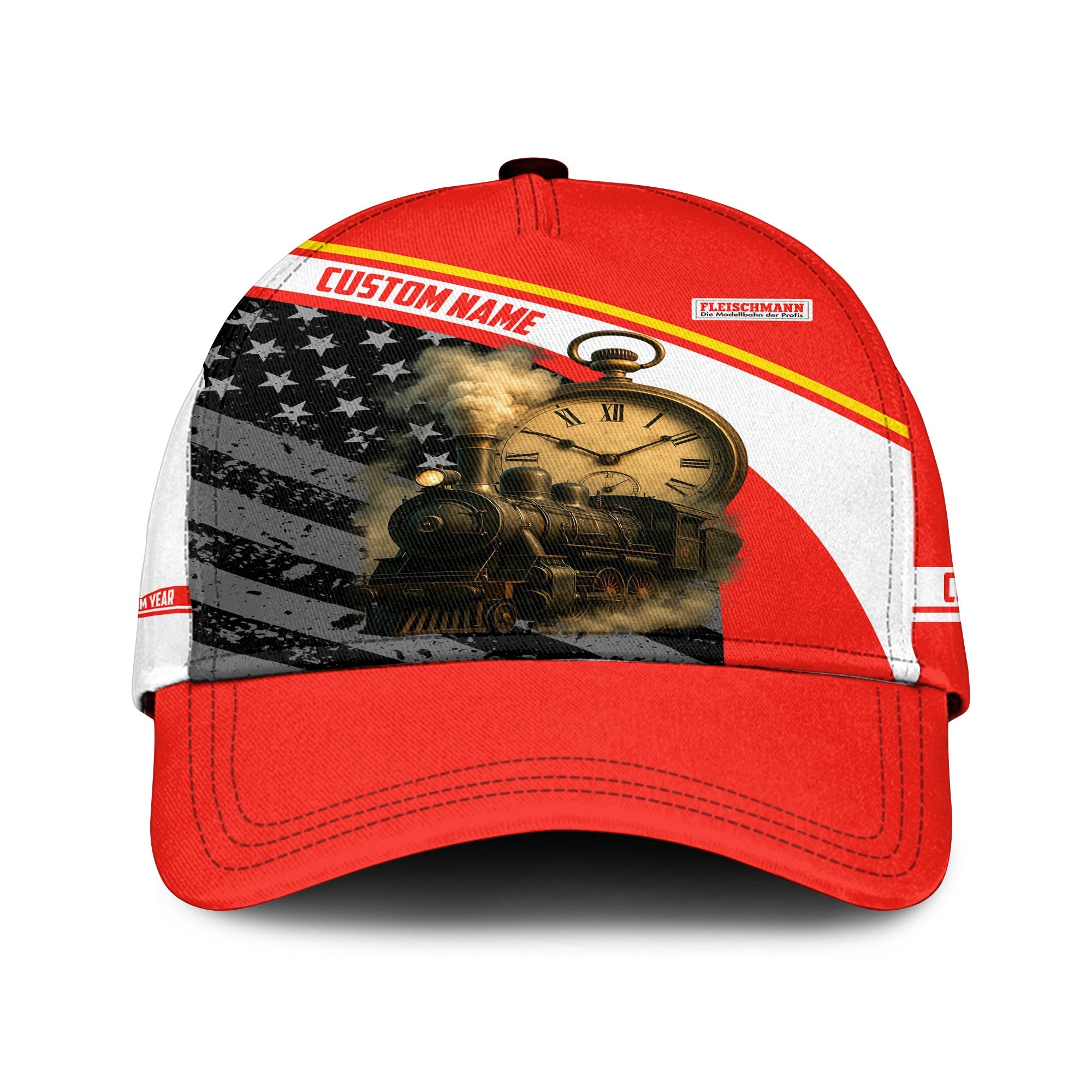 Railspirit Personalized Fleischmann And Western Railroad Classic Cap Classic Steam Engine With Retro Pocket Watch Cap All Over Print