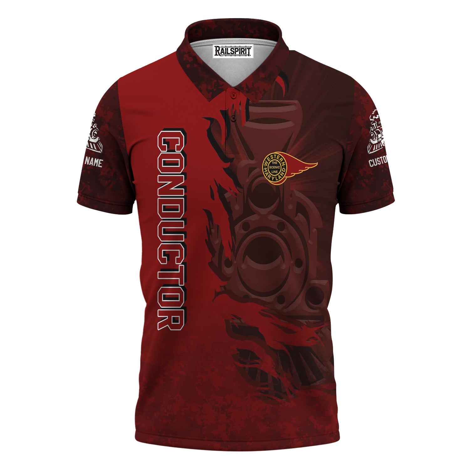 Railspirit Personalized Western Maryland Railway Polo Shirt Blazing Style with Custom Position Train Shirt