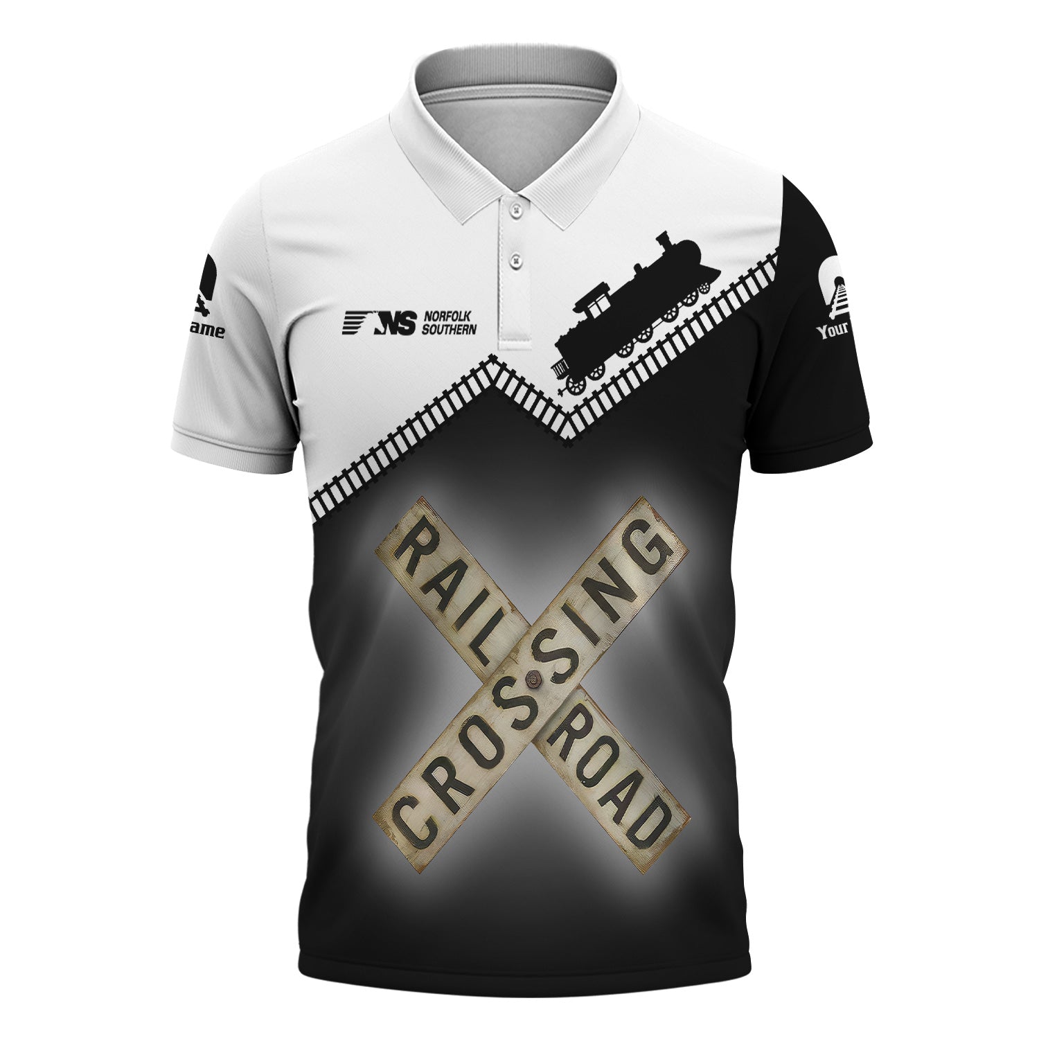 Railspirit Personalized Norfolk Southern Railway Polo Shirt Railroad Crossing Printed Train Track Shirt