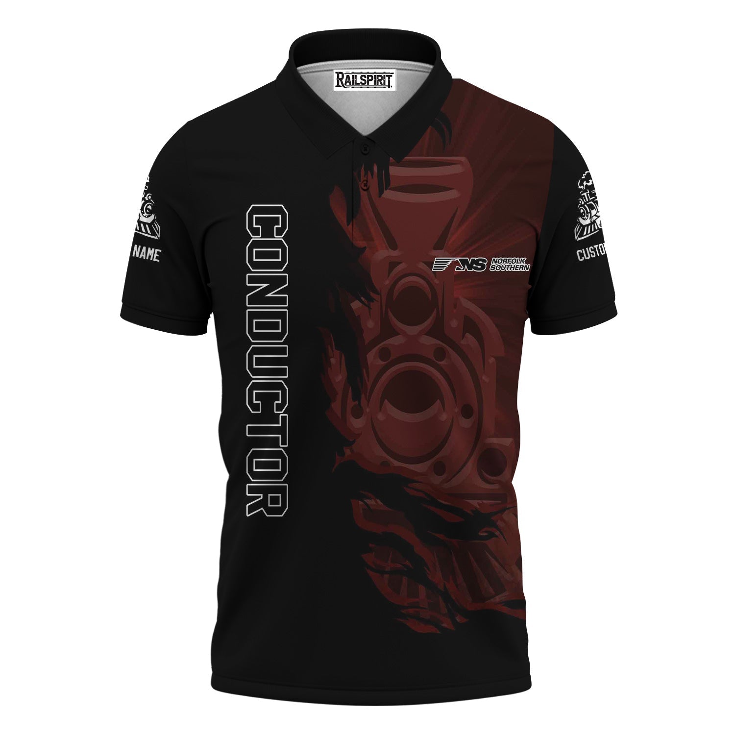 Railspirit Personalized Norfolk Southern Railway Polo Shirt Blazing Style with Custom Position Train Shirt