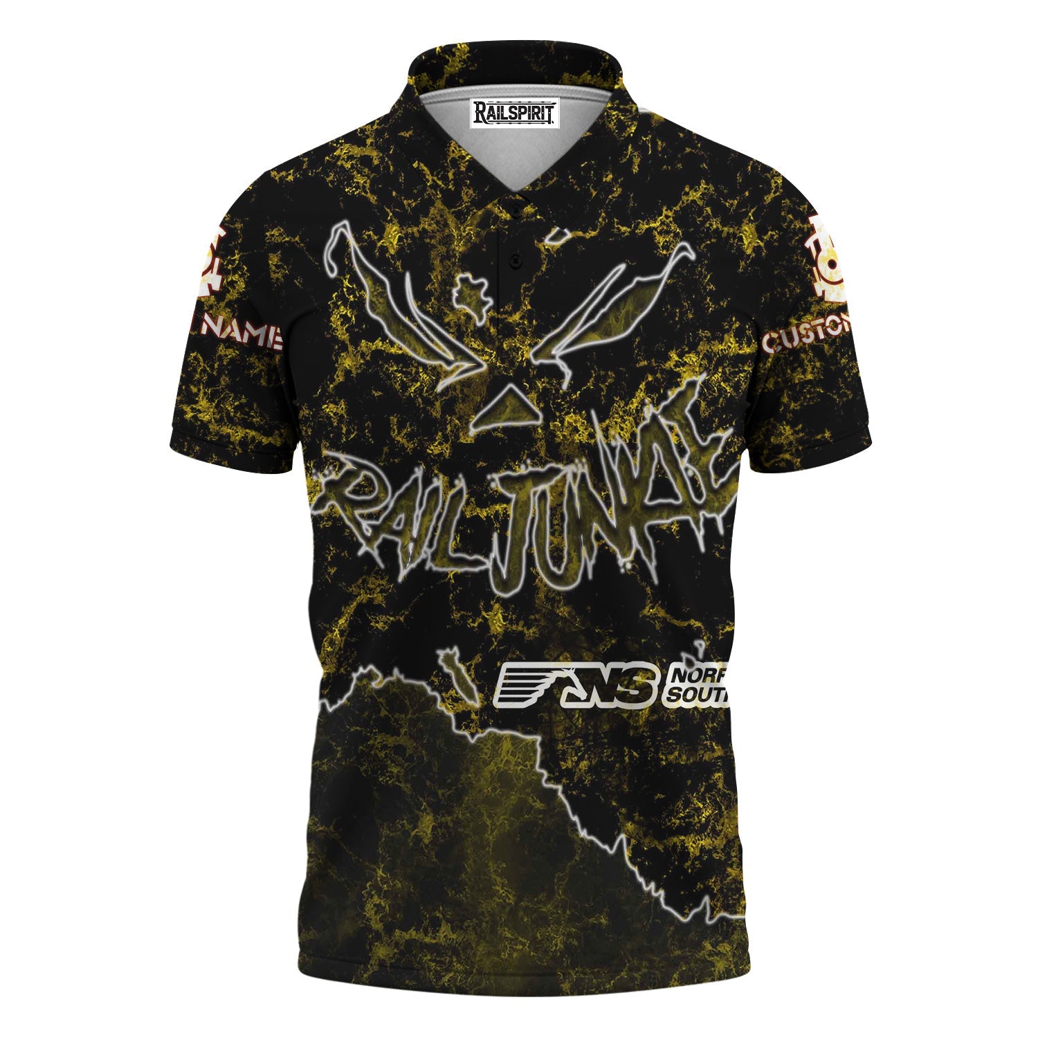 Railspirit Personalized Norfolk Southern Railway Polo Shirt Torn Graphic Style Train Shirt For Rail Junkie