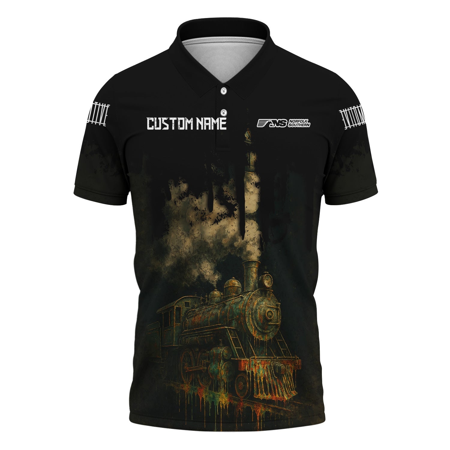 Railspirit Personalized Norfolk Southern Railway Polo Shirt Vintage Train Art Style Shirt For Locomotive Fans