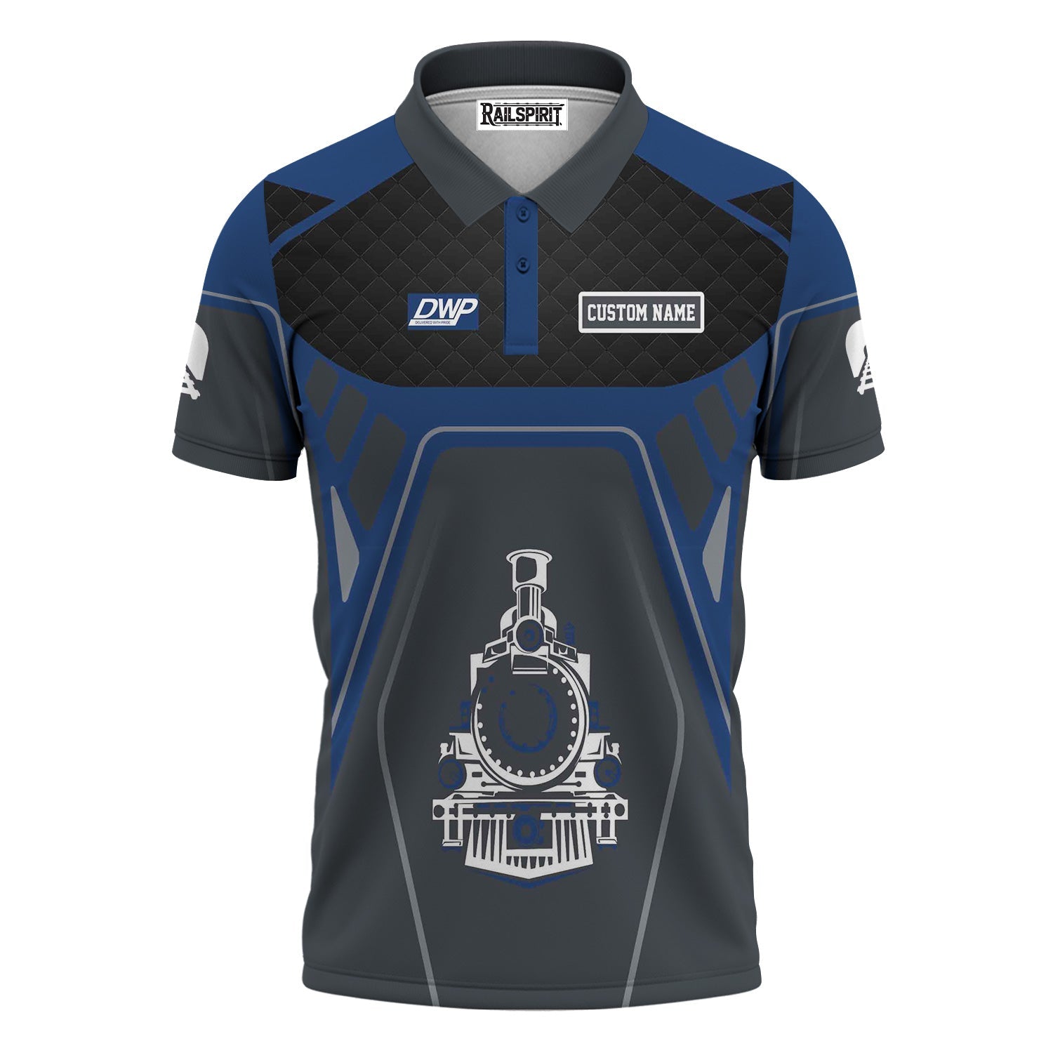 Railspirit Personalized Duluth, Winnipeg and Pacific Railway Polo Shirt Steam Locomotive Engine Graphic Train Shirt All Over Print