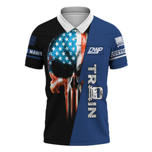 Railspirit Personalized Duluth, Winnipeg and Pacific Railway Polo Shirt Train Skull American Flag Shirt All Over Print