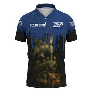 Railspirit Personalized Duluth, Winnipeg and Pacific Railway Polo Shirt Vintage Train Art Style Shirt For Locomotive Fans