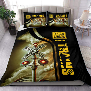 Railspirit Personalized Central of Georgia Railway Bedding Set Railroad Crossing Sign Bedding Set All Over Print