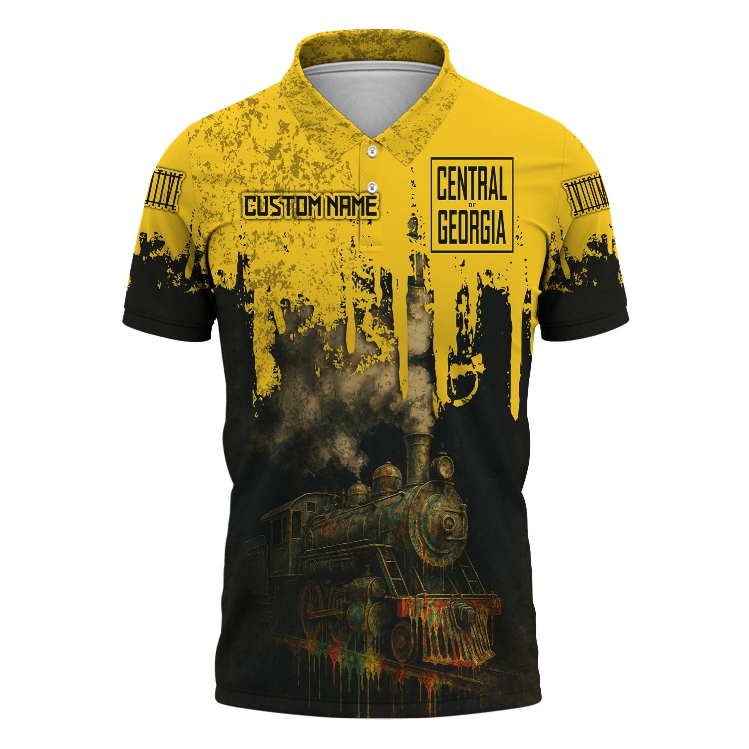 Railspirit Personalized Central of Georgia Railway Polo Shirt Vintage Train Art Style Shirt For Locomotive Fans