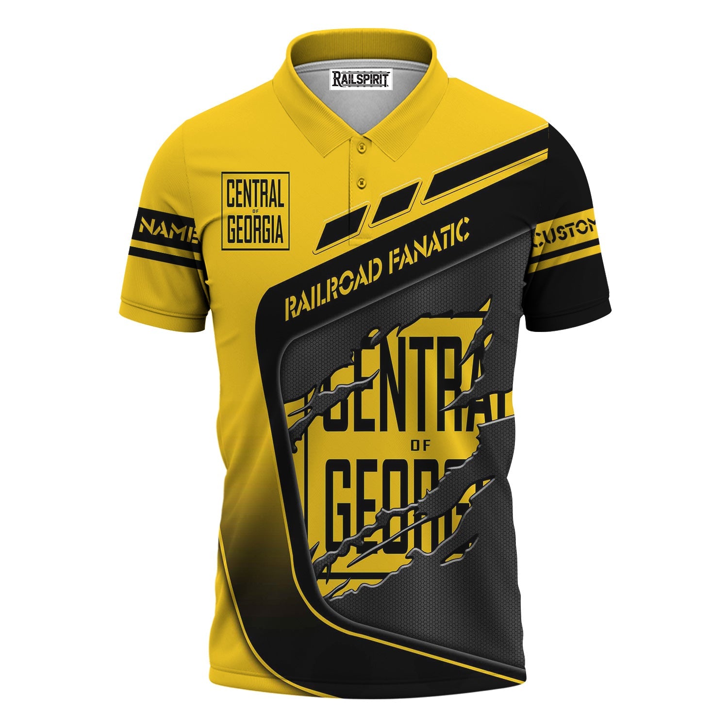 Railspirit Personalized Central of Georgia Railway Polo Shirt Ripped Texture Style Train Shirt For Railroad Fanatic