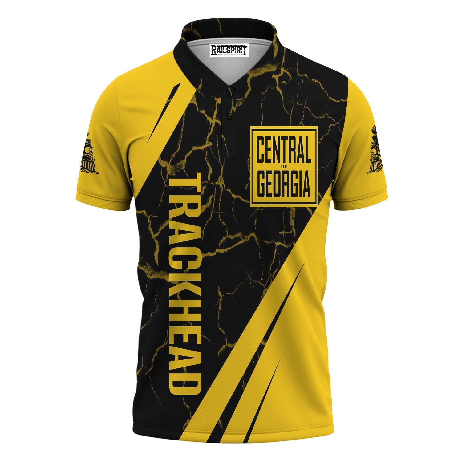 Railspirit Personalized Central of Georgia Railway Polo Shirt Crackle Texture Style Train Shirt For Trackhead
