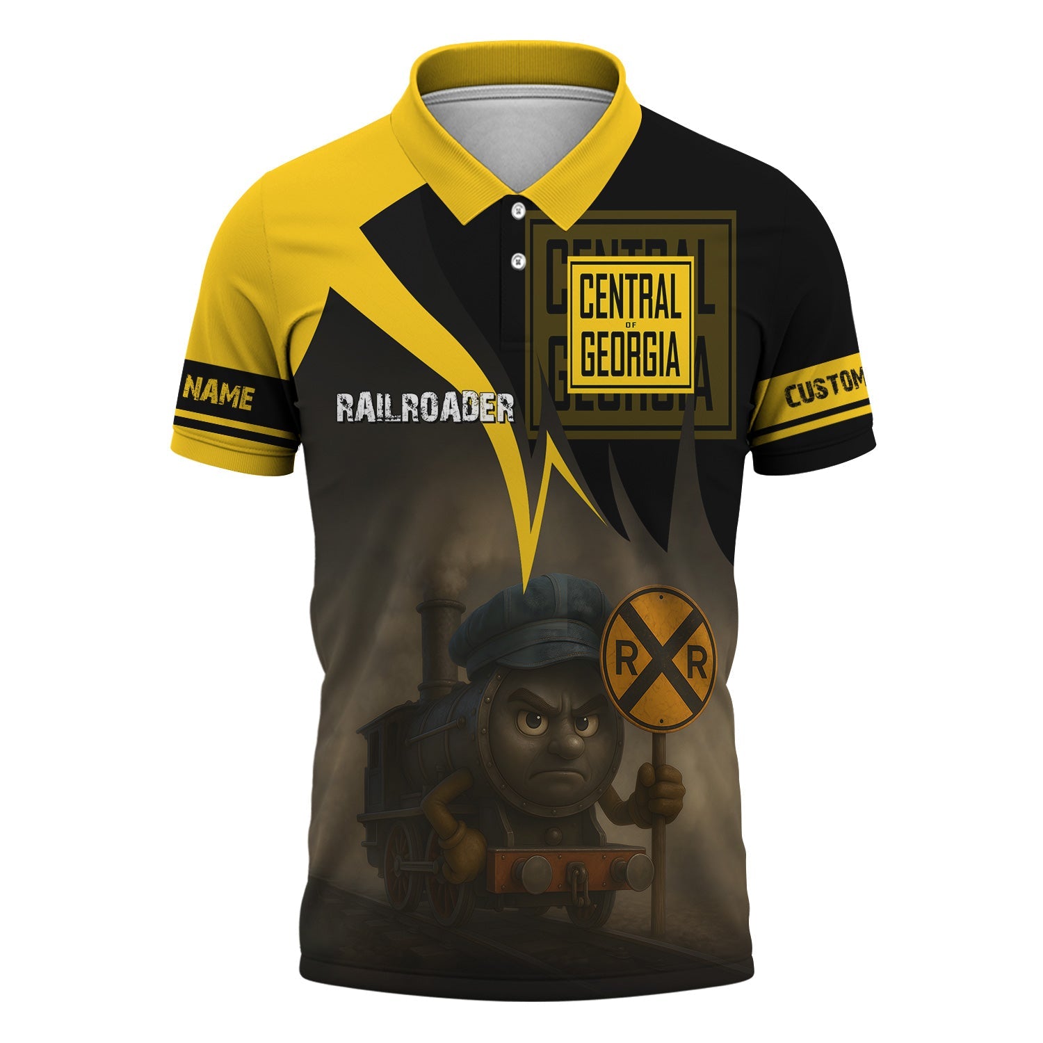 Railspirit Personalized Central of Georgia Railway Polo Shirt Angry Train Polo Shirt Gift Idea For Train Lover