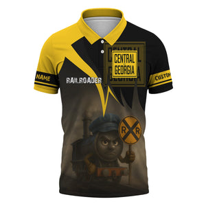 Railspirit Personalized Central of Georgia Railway Polo Shirt Angry Train Polo Shirt Gift Idea For Train Lover