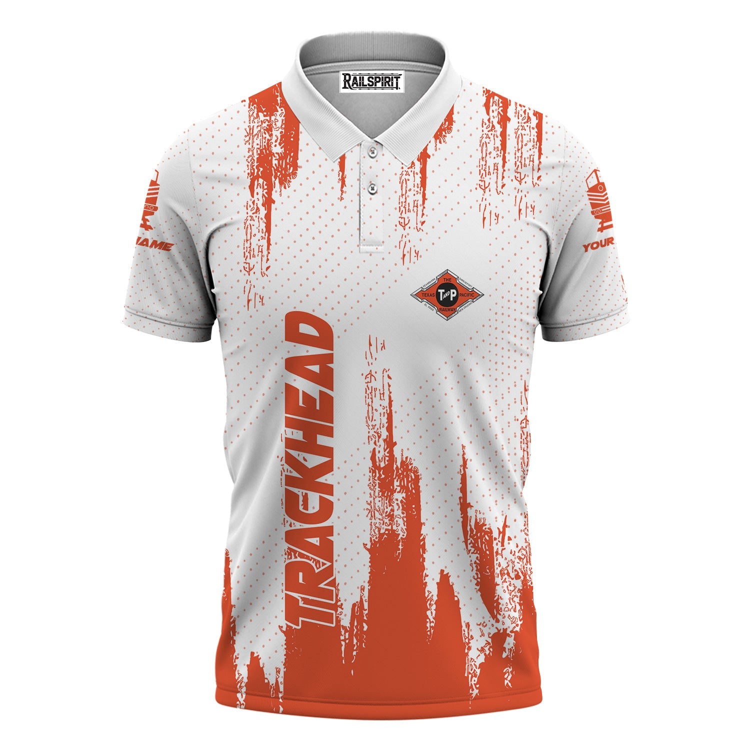 Railspirit Personalized Texas and Pacific Railway Polo Shirt Paint Impact Design Train Shirt for Trackhead