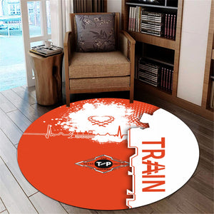Railspirit Texas and Pacific Railway Round Mat Engine Heartbeat and Track Love Style Mat Gift Idea For Train Lovers