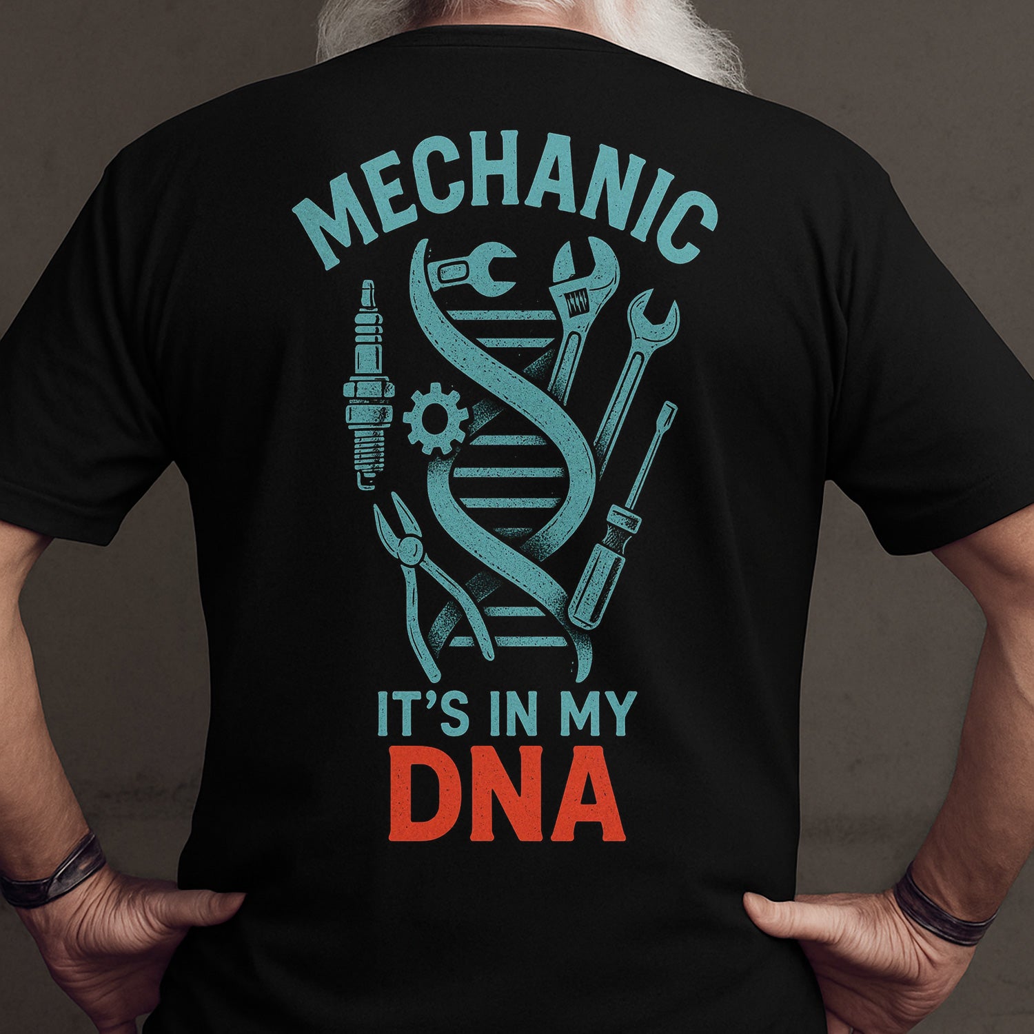 Mechanic It’s in My DNA T-Shirt, Tool & DNA Helix Graphic Hoodie for Auto Technicians, Car Repair Lovers & Garage Mechanics