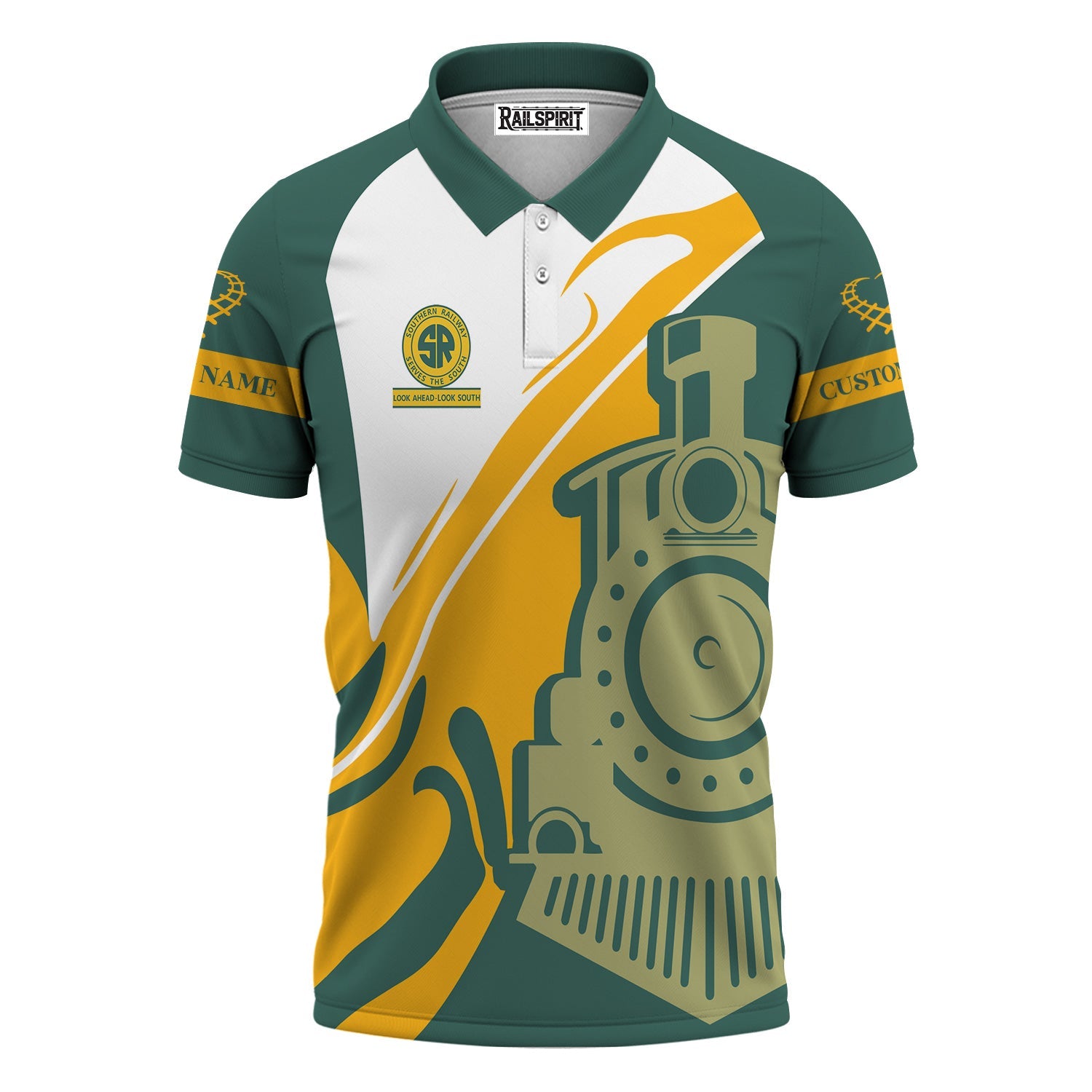 Railspirit Personalized Southern Railway U.S Polo Shirt Flame-Inspired Style SOU Shirt Gift Idea For Train Lovers