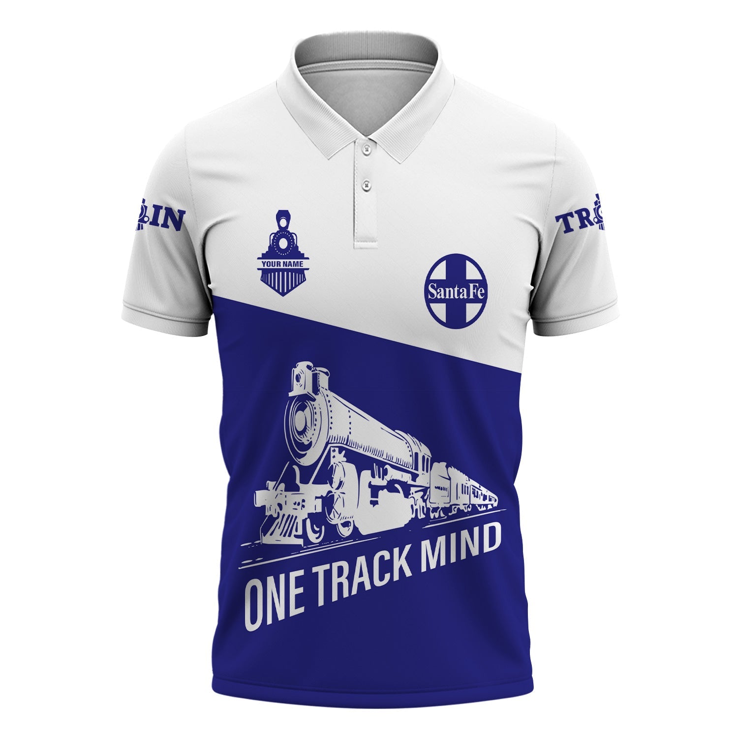 Railspirit Personalized Santa Fe Railway Polo Shirt One Track Mind Unisex Train Shirt Gift Idea For Train Lover