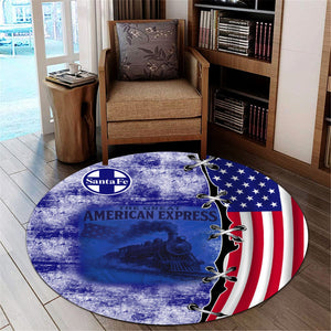 Railspirit Santa Fe Railway Round Mat Retro American Express Train With USA Flag Atchison, Topeka and Santa Fe Railway Round Mat