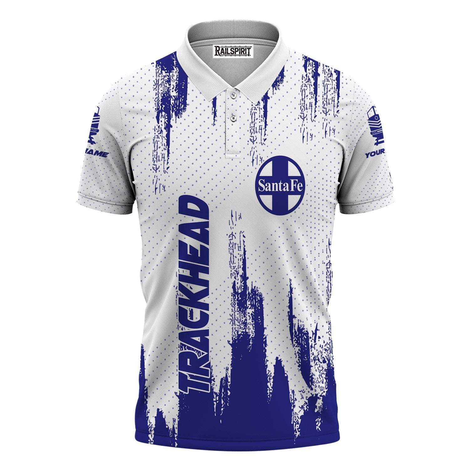 Railspirit Personalized Santa Fe ATSF Railway Polo Shirt Paint Impact Design Atchison, Topeka and Santa Fe Train Shirt for Trackhead