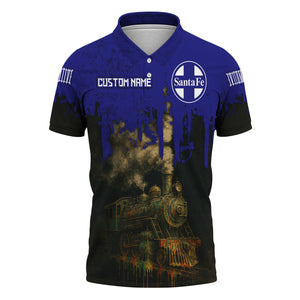 Railspirit Personalized Santa Fe Railway Polo Shirt Vintage Train Art Style Atchison, Topeka and Santa Fe Railway Shirt For Locomotive Fans