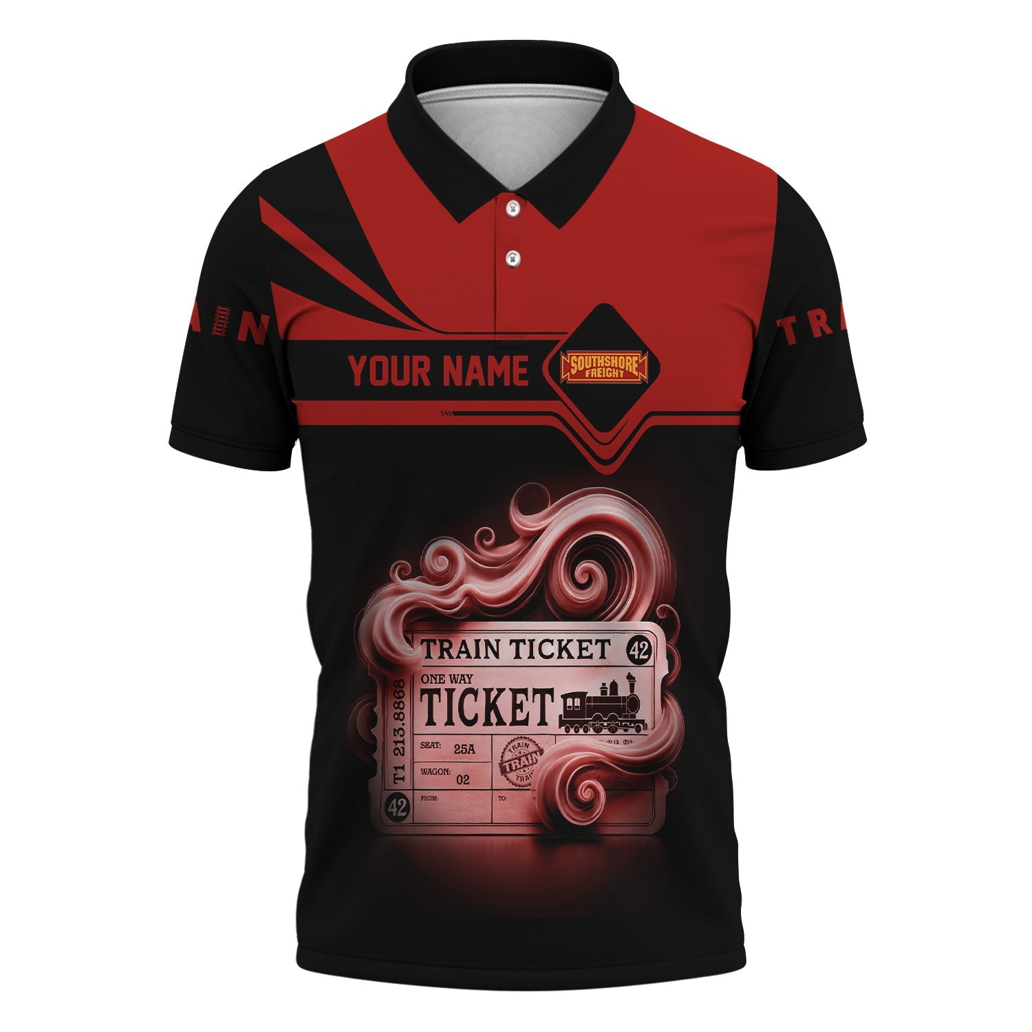 Railspirit Custom Name Chicago South Shore and South Bend Railroad Polo Shirt American Train Ticket Printed Shirt