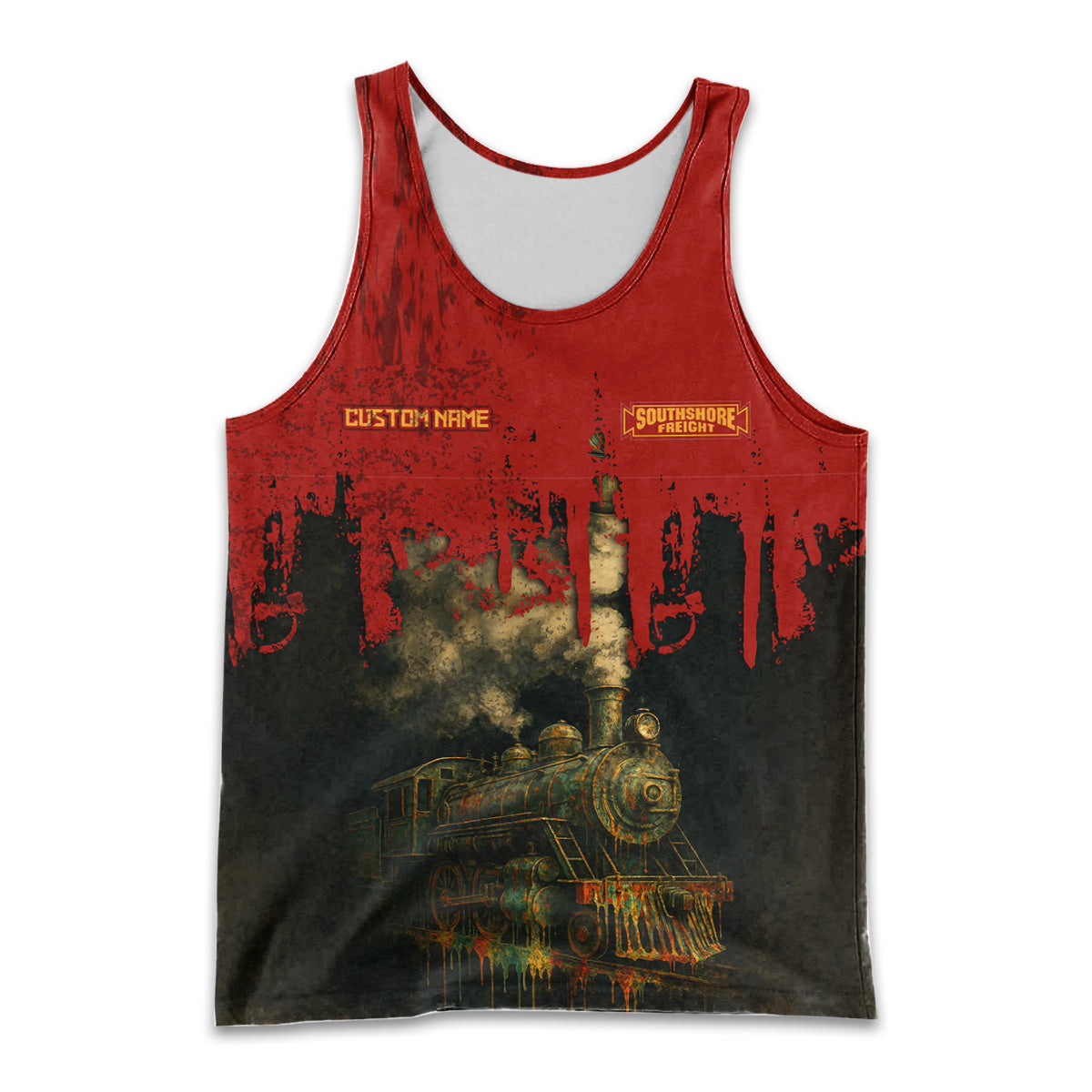 Railspirit Personalized Chicago South Shore and South Bend Railroad Men Tank Top Vintage Train Art Style Shirt For Locomotive Fans