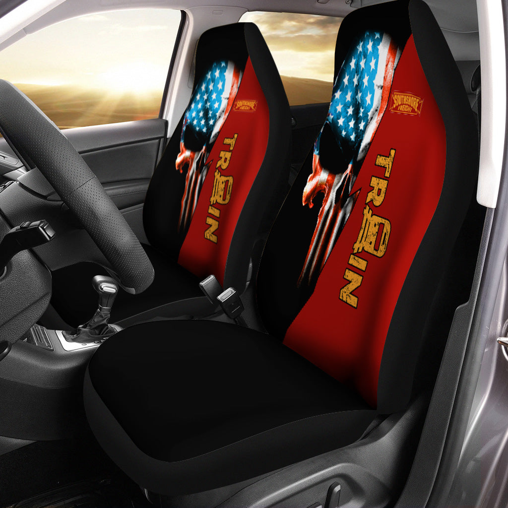 Railspirit Chicago South Shore and South Bend Railroad Car Seat Cover Train Skull American Flag Style Seat Cover