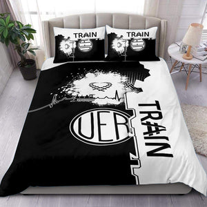 Railspirit Union Electric Railway Bedding Set Engine Heartbeat and Track Love Style Bedding Set Gift Idea For Train Lovers