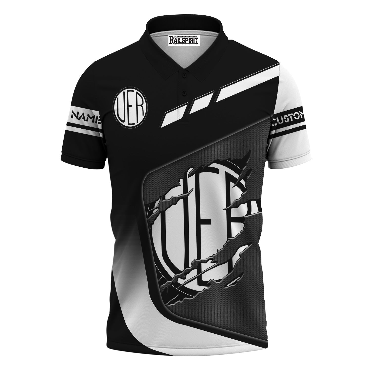 Railspirit Personalized Union Electric Railway Polo Shirt Ripped Texture Style Train Shirt For Railroad Fanatic