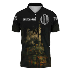 Railspirit Personalized Union Electric Railway Polo Shirt Vintage Train Art Style Shirt For Locomotive Fans