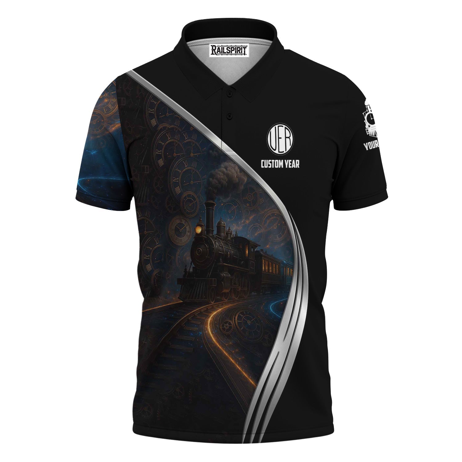 Railspirit Personalized Union Electric Railway Polo Shirt Steampunk Locomotive with Custom Year Train Shirt
