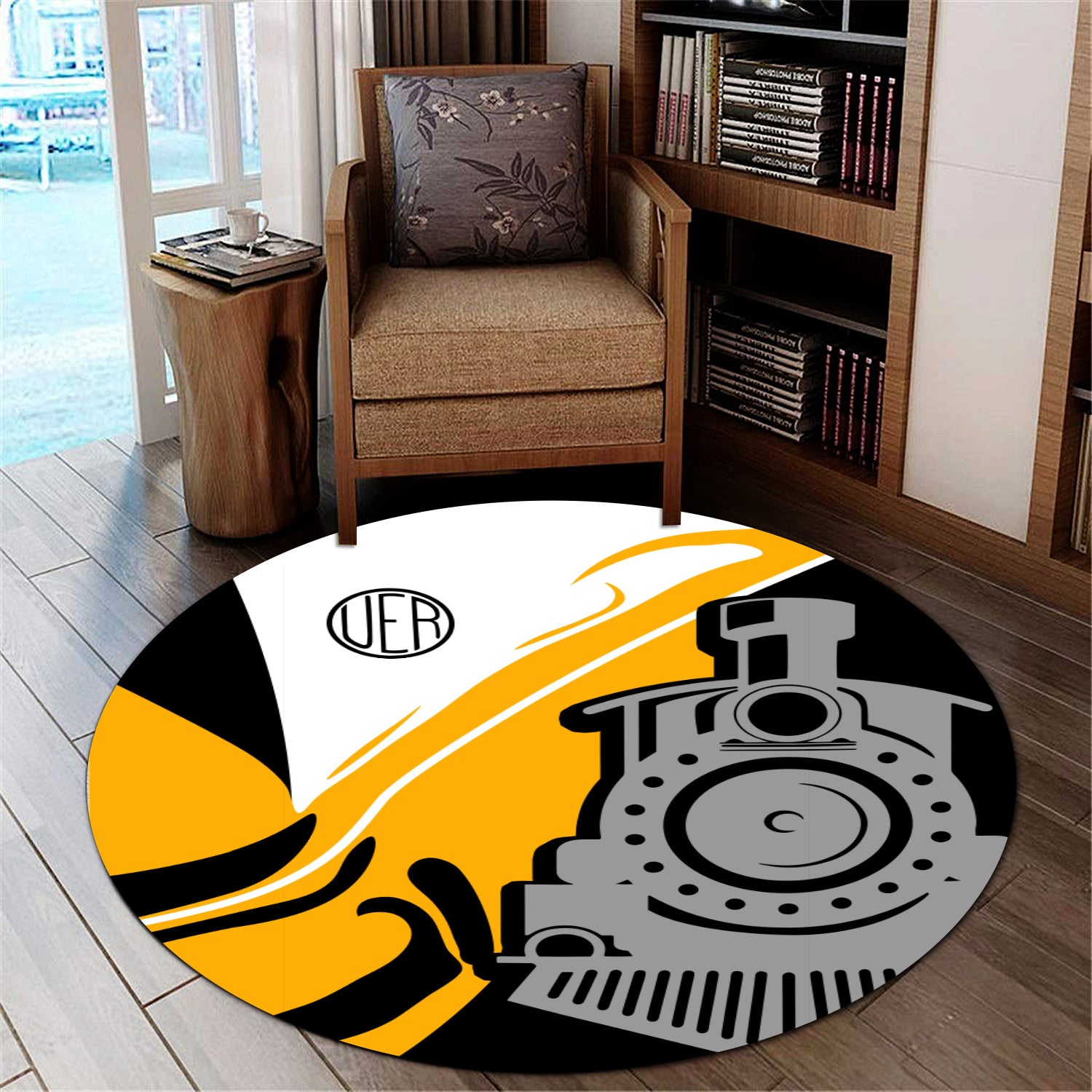 Railspirit Union Electric Railway Round Mat Flame-Inspired Style Mat G ...