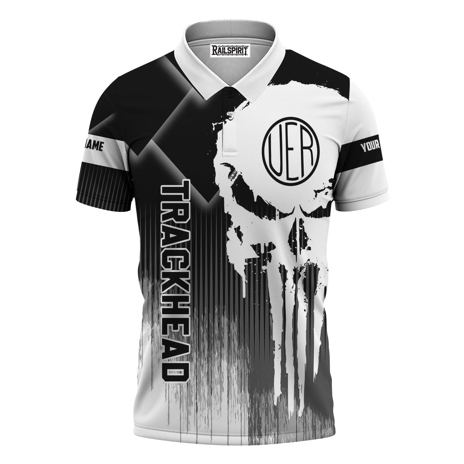 Railspirit Personalized Union Electric Railway Polo Shirt Skull Design with Custom Job Train Shirt for Trackhead Crew