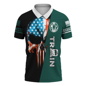 Railspirit Personalized Great Western Railway Polo Shirt Train Skull American Flag Shirt All Over Print