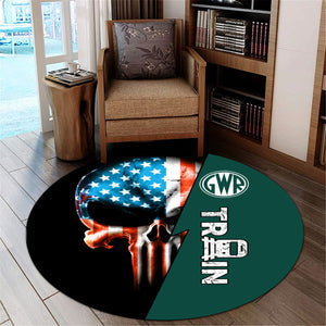Railspirit Great Western Railway Round Mat Train Skull American Flag Style Rug All Over Print