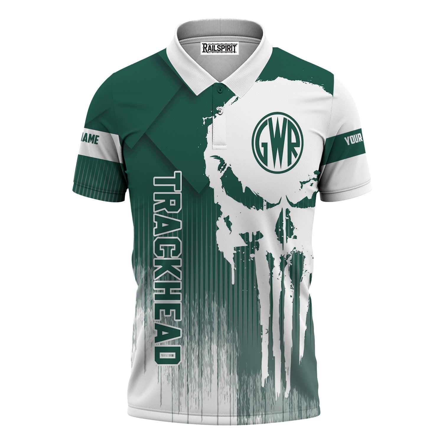 Railspirit Personalized Great Western Railway Polo Shirt Skull Design with Custom Job Train Shirt for Trackhead Crew