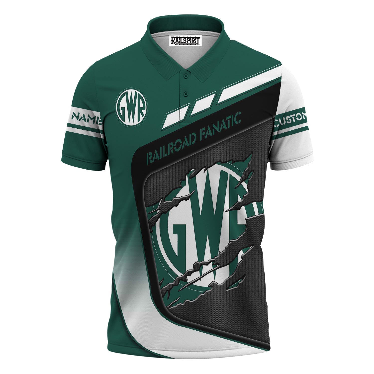 Railspirit Personalized Great Western Railway Polo Shirt Ripped Texture Style Train Shirt For Railroad Fanatic