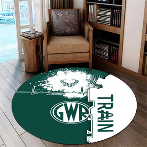 Railspirit Great Western Railway Round Mat Engine Heartbeat and Track Love Style Mat Gift Idea For Train Lovers