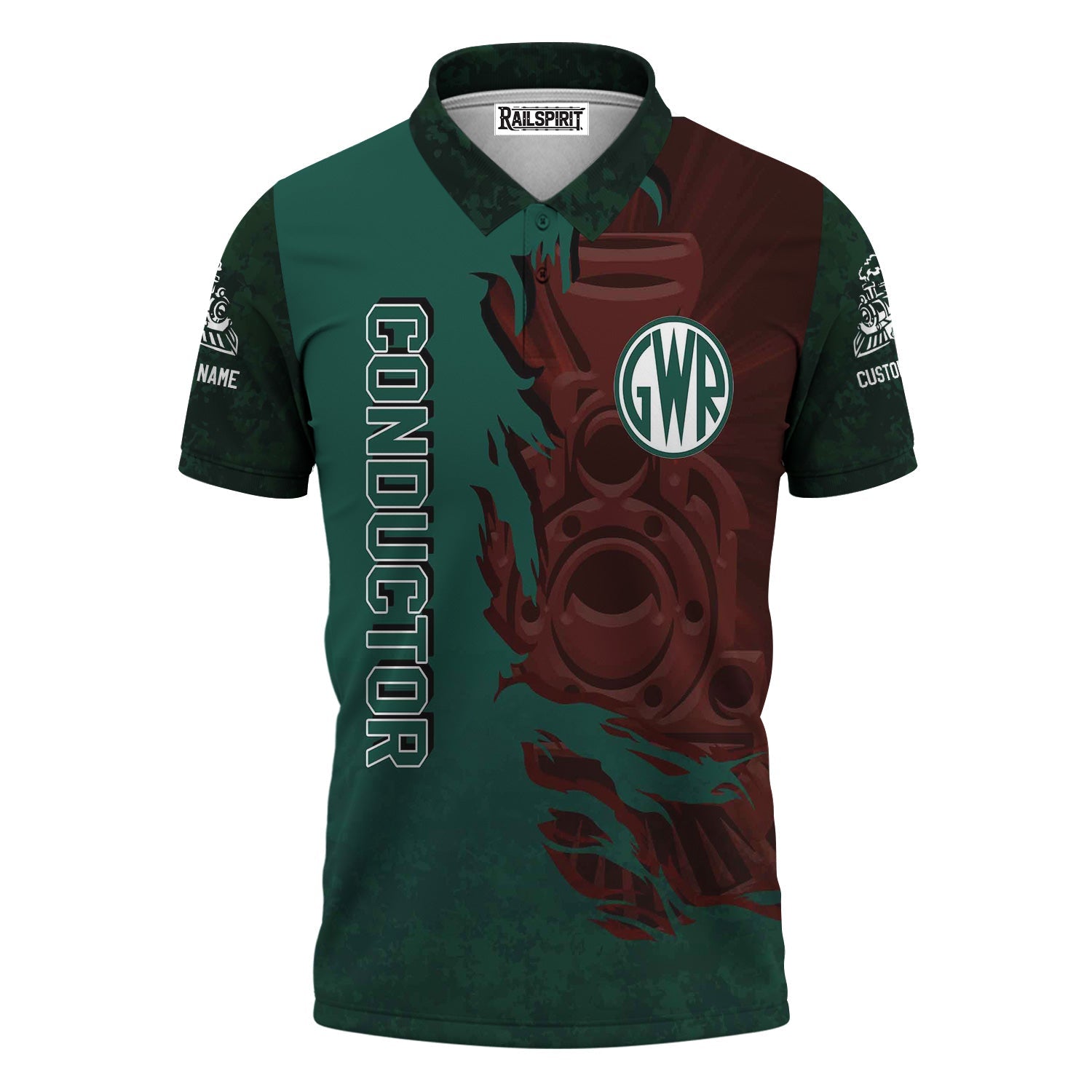 Railspirit Personalized Great Western Railway Polo Shirt Blazing Style with Custom Position Train Shirt