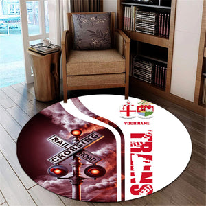 Railspirit Personalized Great Western Railway Round Mat Railroad Crossing Sign Mat All Over Print