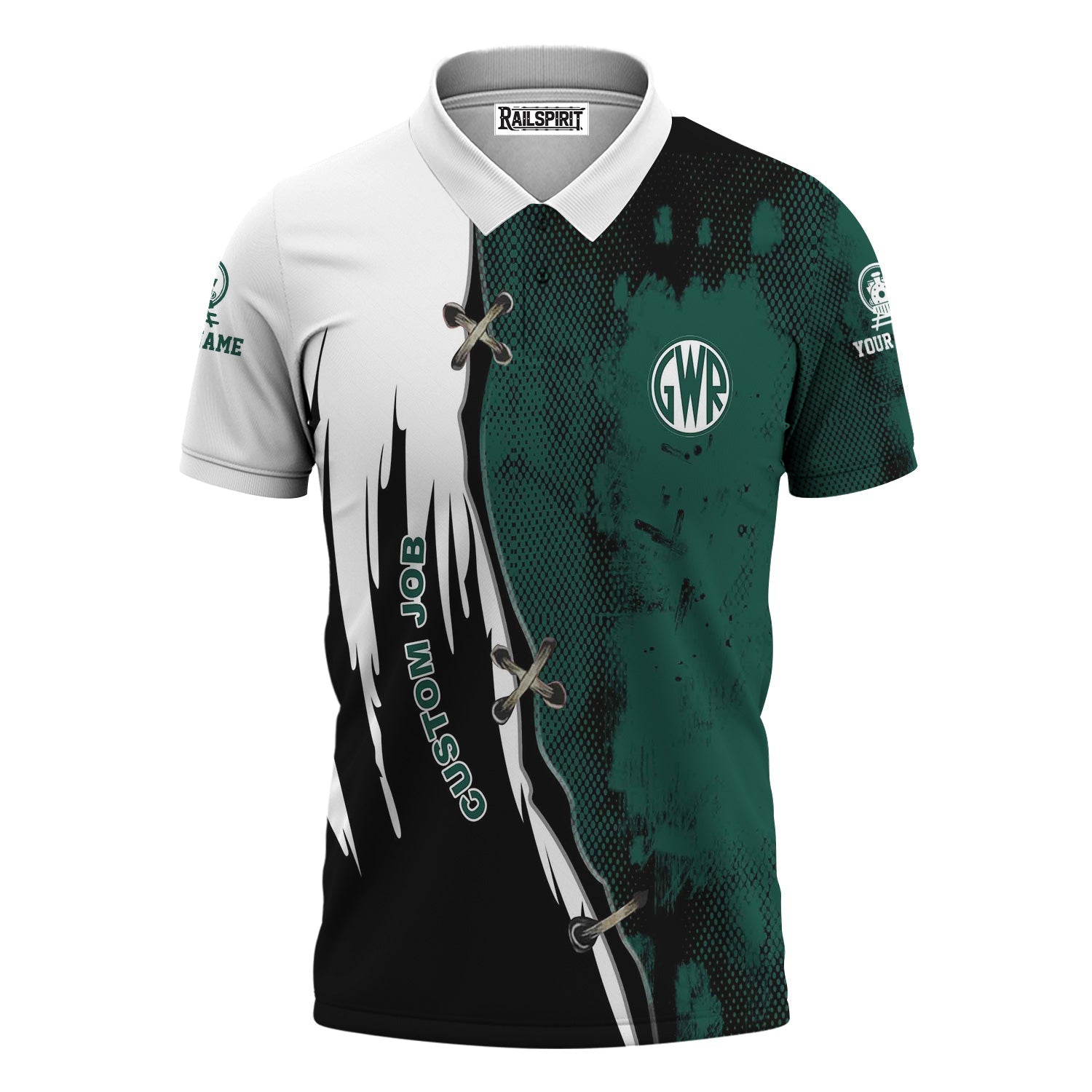 Railspirit Personalized Great Western Railway Polo Shirt Retro Stitches Design with Custom Position Train Shirt