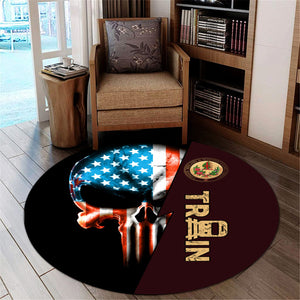 Railspirit London, Midland and Scottish Railway Round Mat Train Skull American Flag Style Rug All Over Print