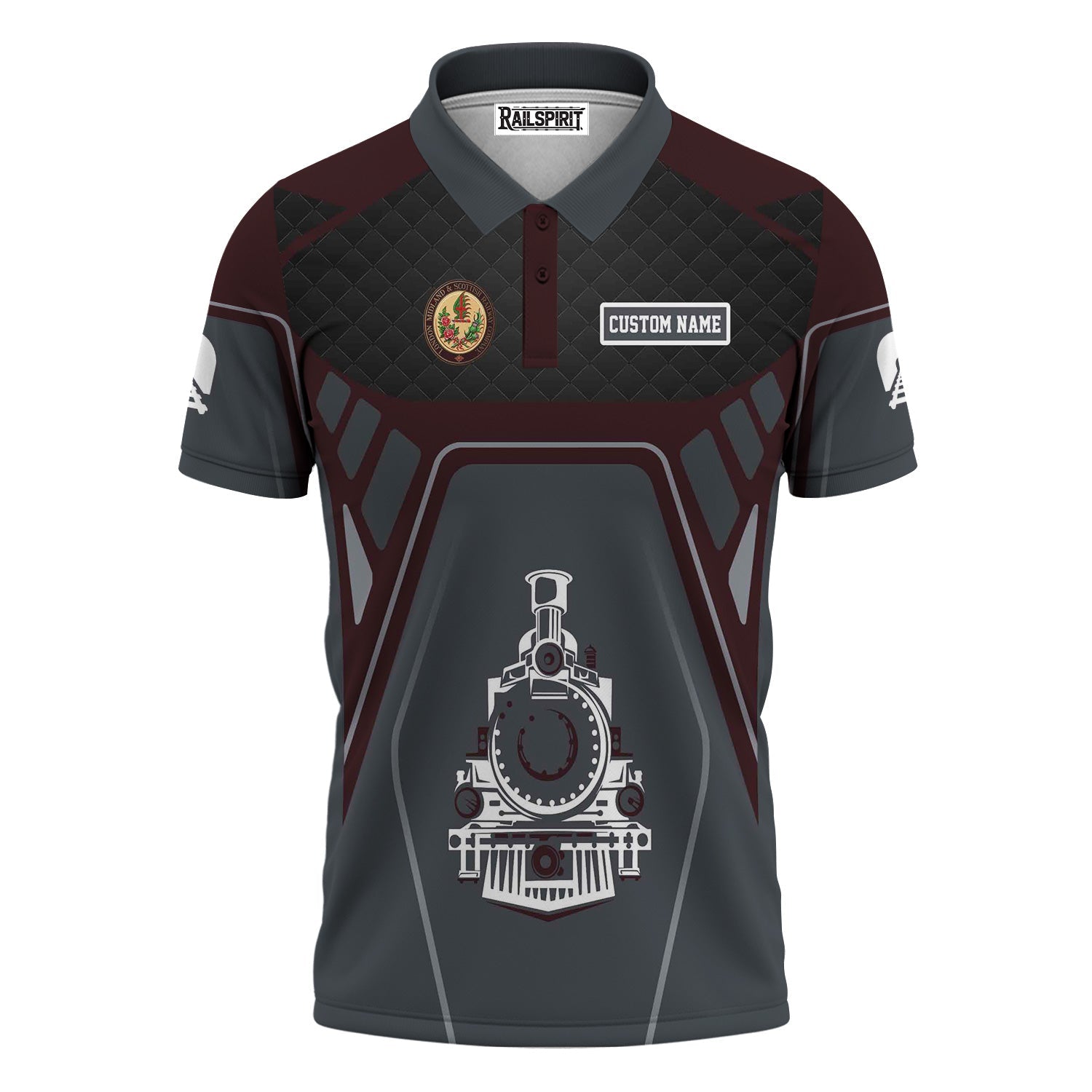 Railspirit Personalized London, Midland and Scottish Railway Polo Shirt Steam Locomotive Engine Graphic Train Shirt All Over Print