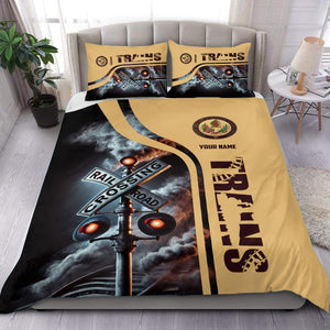 Railspirit Personalized London, Midland and Scottish Railway Bedding Set Railroad Crossing Sign Bedding Set All Over Print