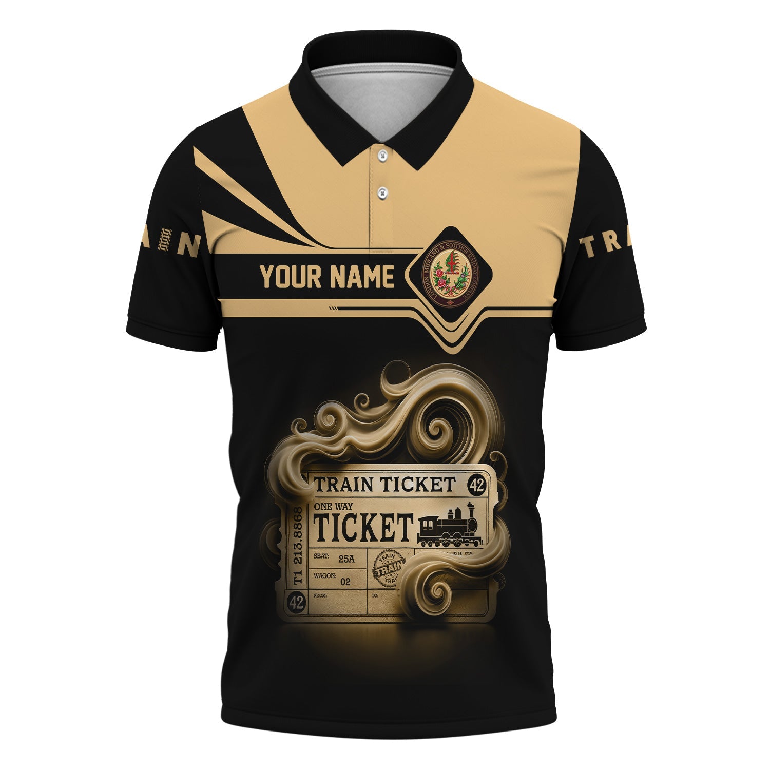 Railspirit Custom Name London, Midland and Scottish Railway Polo Shirt American Train Ticket Printed Shirt
