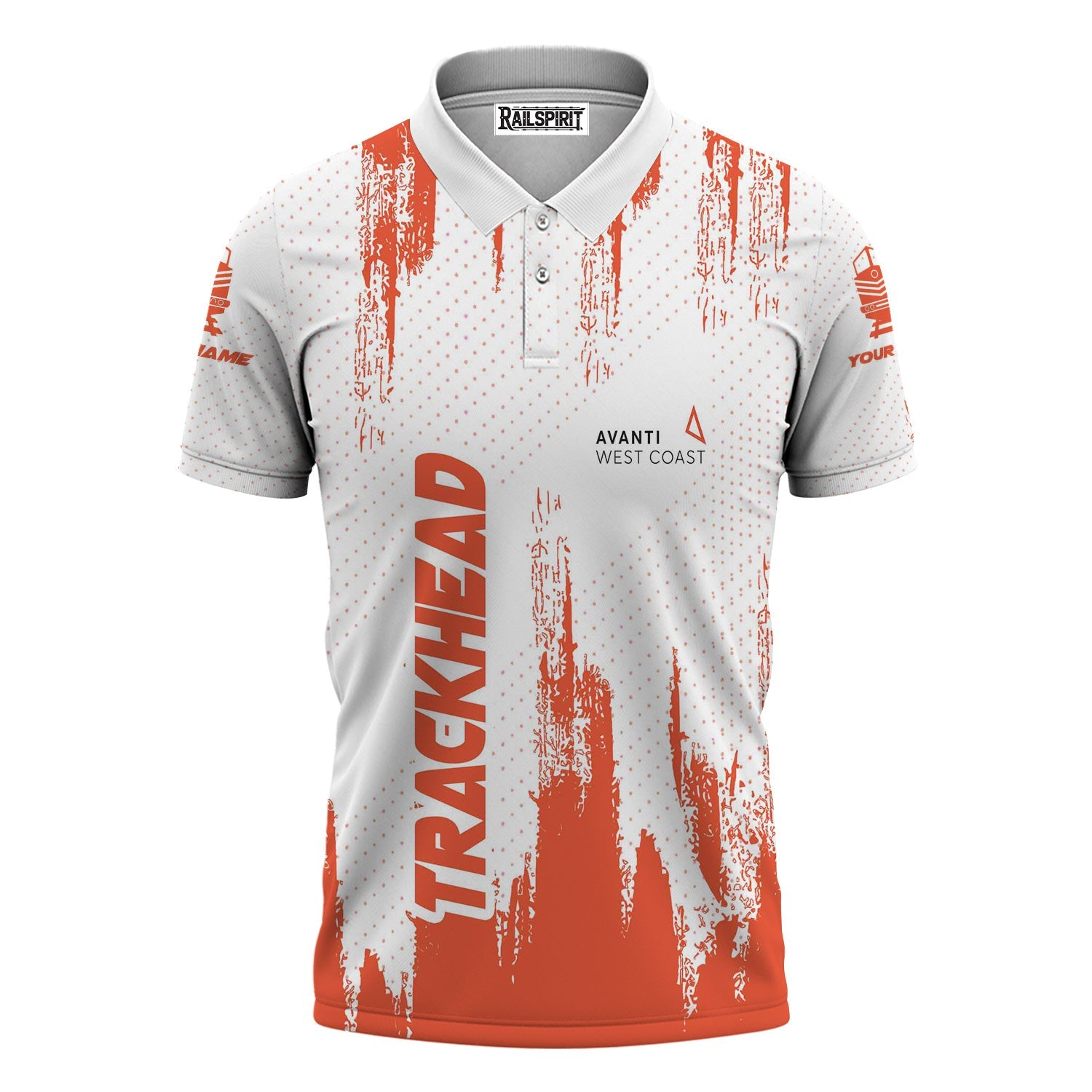 Railspirit Personalized Avanti West Coast Polo Shirt Paint Impact Design Train Shirt for Trackhead